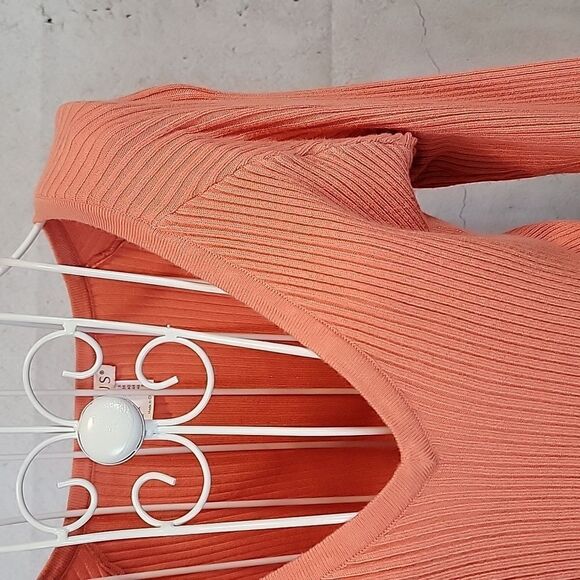 Venus orange sherbert ribbed knit sweater Women's Size S - Picture 4 of 10